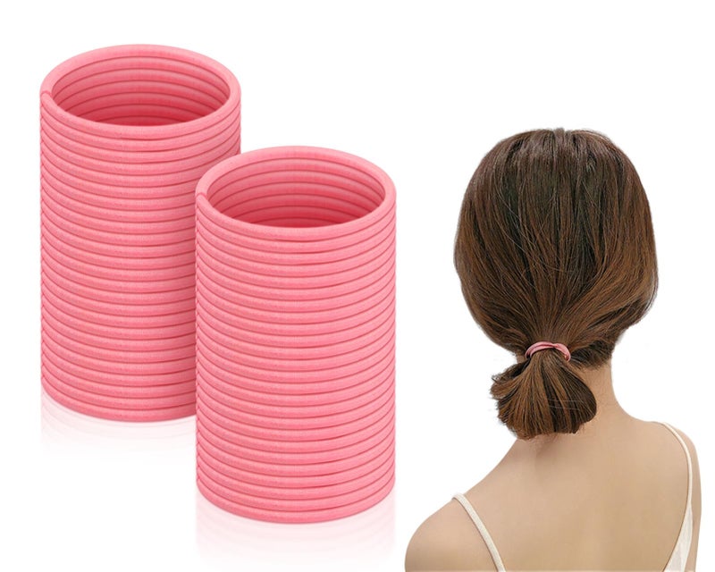 DS.DISTINCTIVE STYLE DS. DISTINCTIVE STYLE Hair Ties 50 Pieces 2.5 mm Elastic Hair Bands Hair Rubber Bands Ponytail Holders (Pink) - Image 1